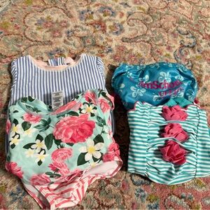 Floral and Striped Baby Swimsuit Set